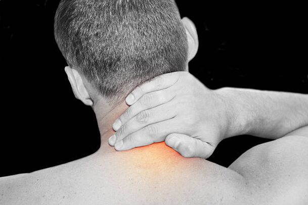 Osteochondrosis of the cervical spine in a man